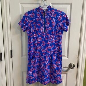 TZU TZU SHILOH Flamingo Blue Pink dress Tennis golf pleated Women’s Small Travel